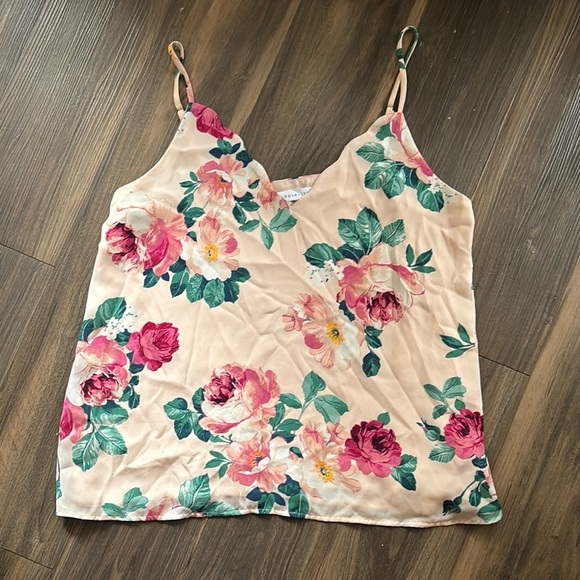 Socialite Tops - Socialite Pink and Green Floral Camisole